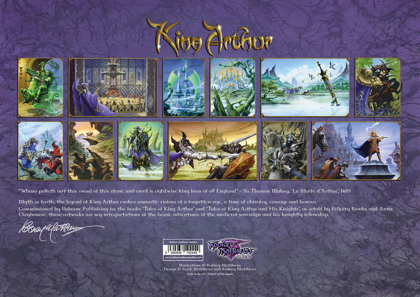 King Arthur - Rodney Matthews 2025 calendar rear