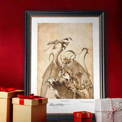 Stingertail and His Wizard open edition print (shown framed as a Christmas gift)