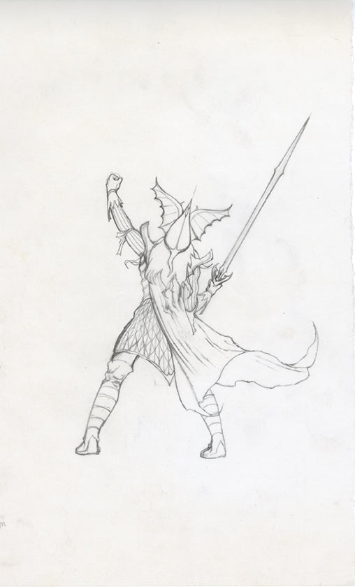 Elric original pencil drawing by Rodney Matthews