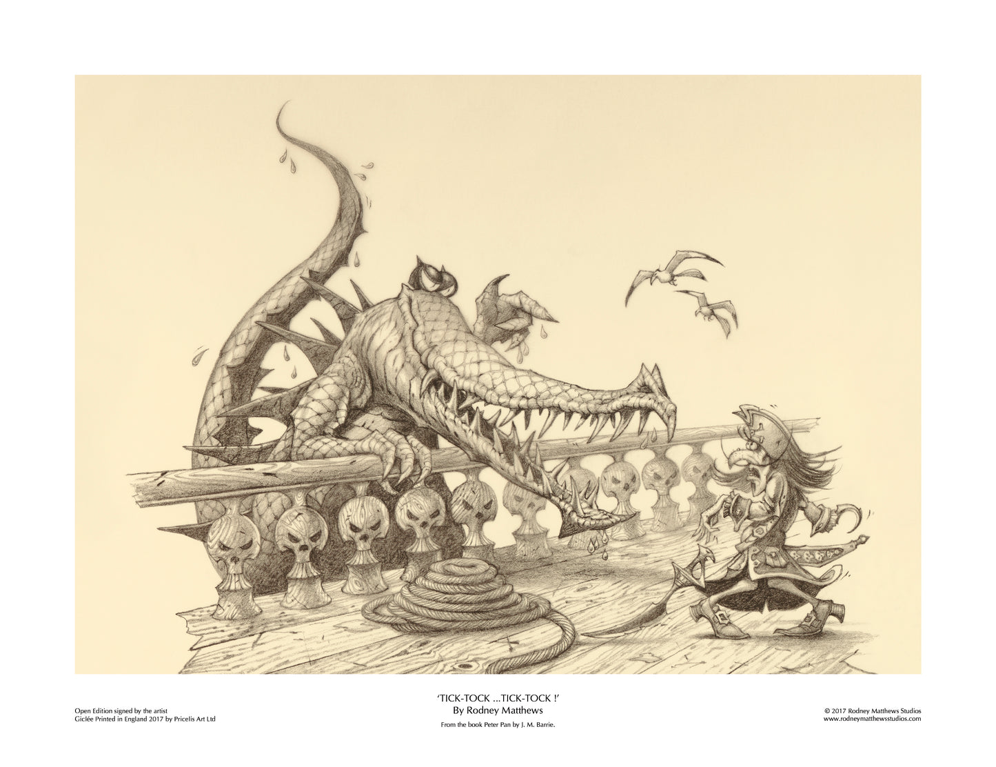 Tick-Tock ... Tick-Tock! (Peter Pan) open edition print, hand-signed by Rodney Matthews