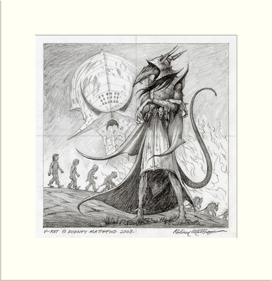 Intelligent Design (V-Rats) original pencil drawing by Rodney Matthews